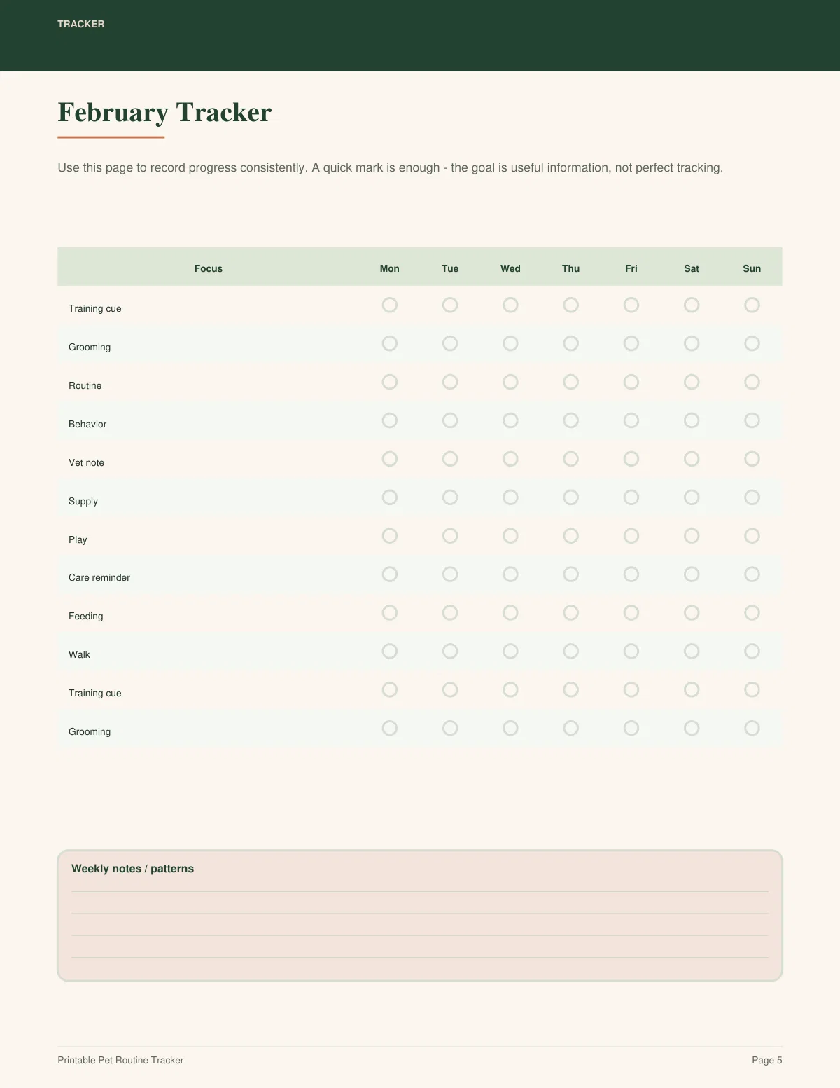 Printable Pet Routine Tracker preview 4