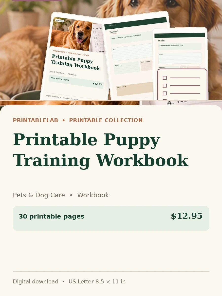 Printable Puppy Training Workbook cover