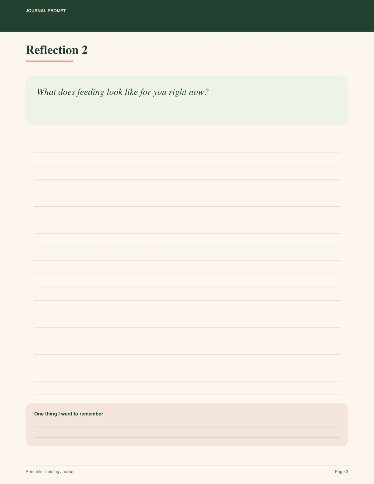 Printable Training Journal preview 2