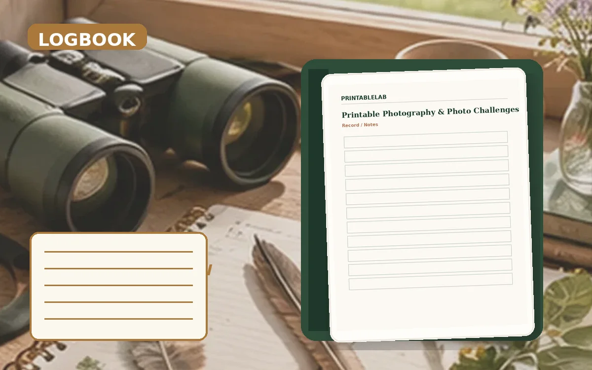 Printable Photography & Photo Challenges Logbook cover