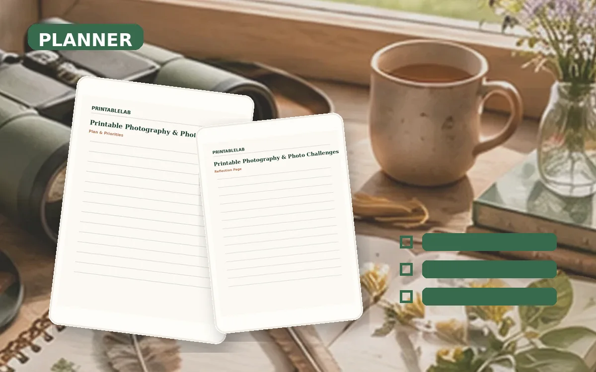 Printable Photography & Photo Challenges Planner cover
