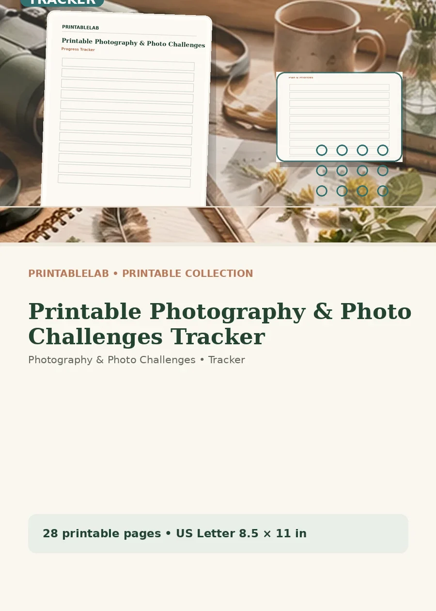 Printable Photography & Photo Challenges Tracker cover