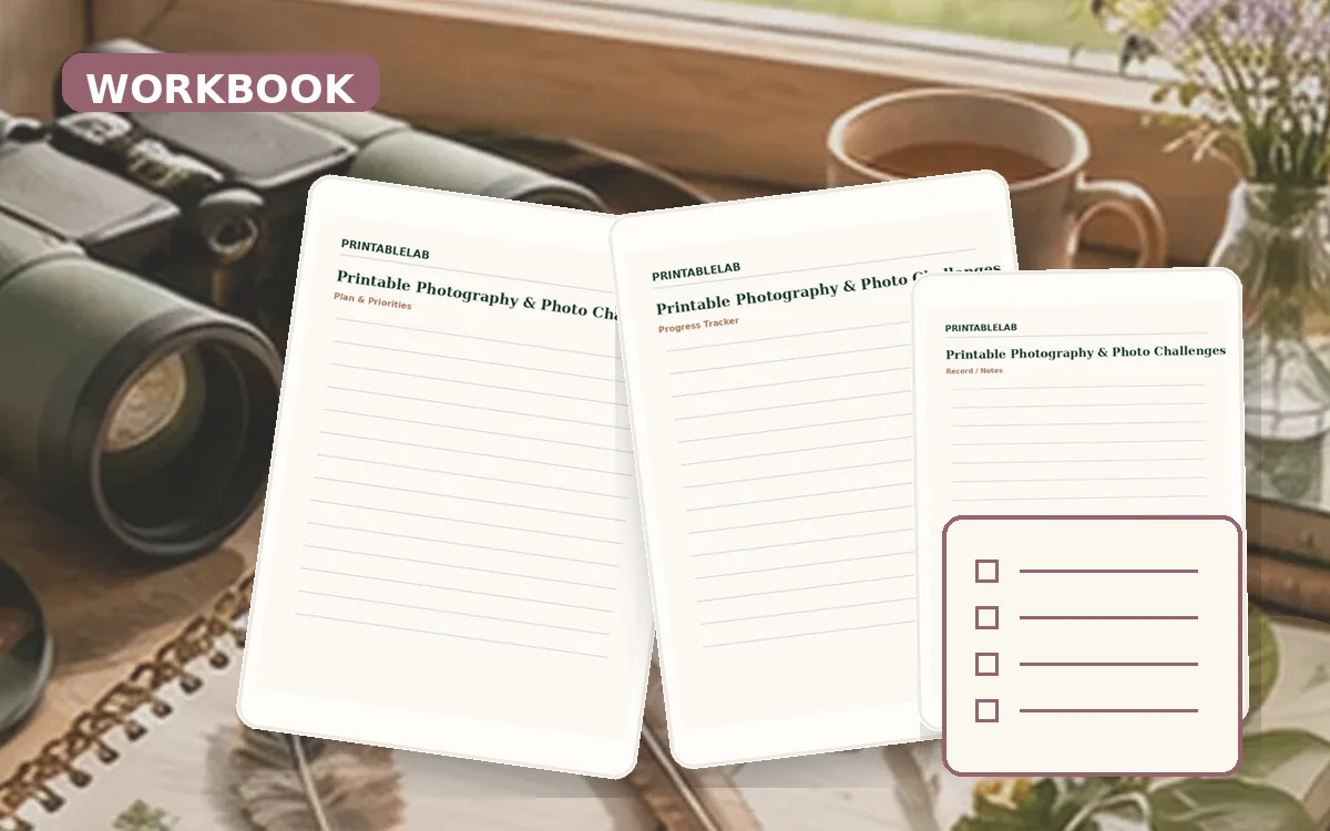 Printable Photography & Photo Challenges Workbook cover