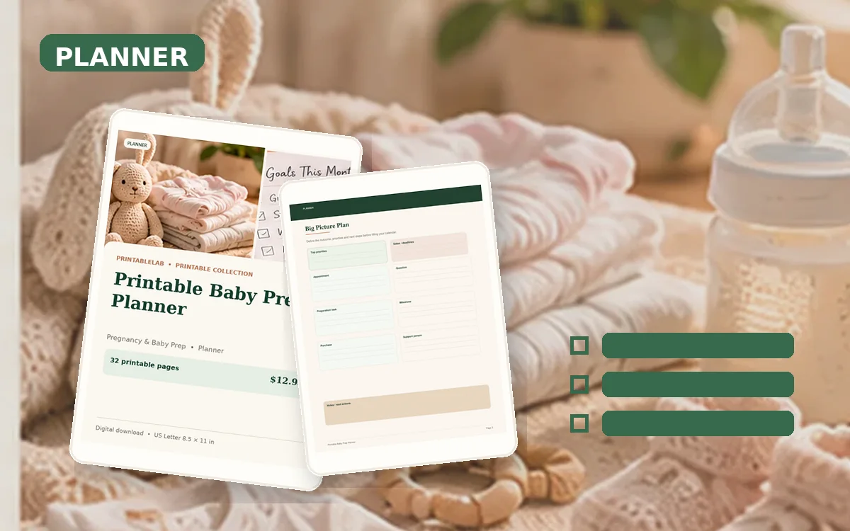 Printable Baby Prep Planner cover