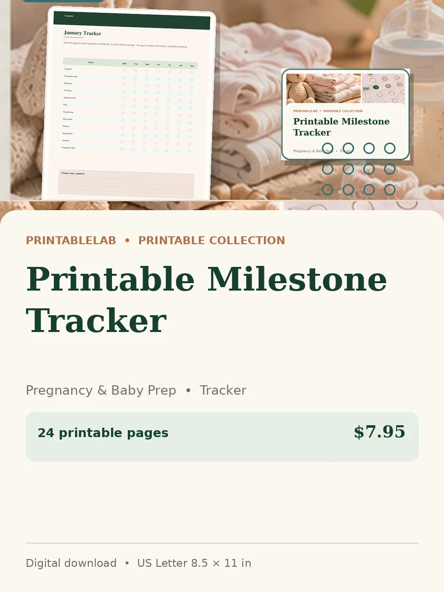 Printable Milestone Tracker cover