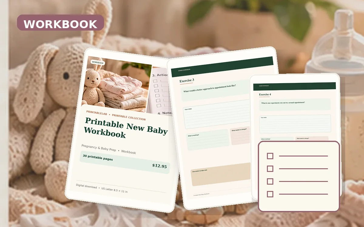 Printable New Baby Workbook cover