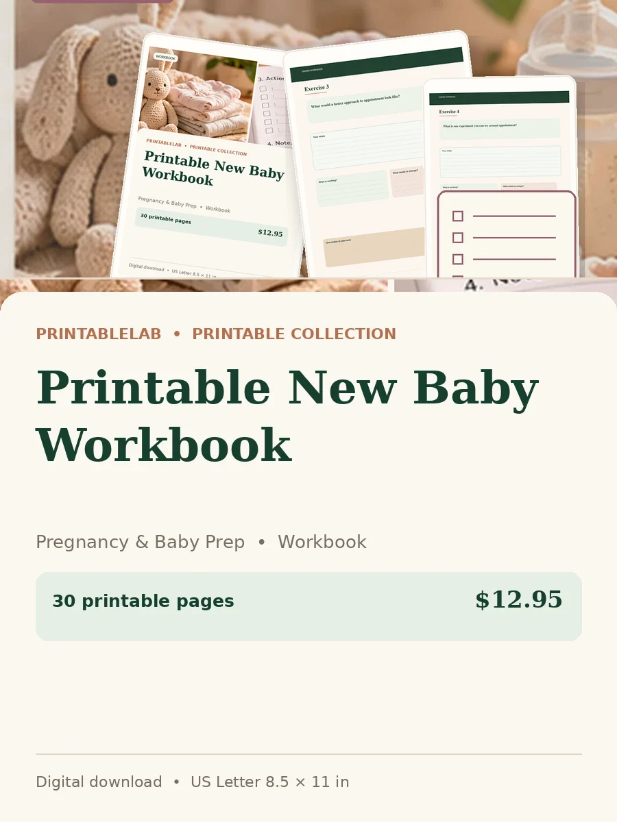 Printable New Baby Workbook cover
