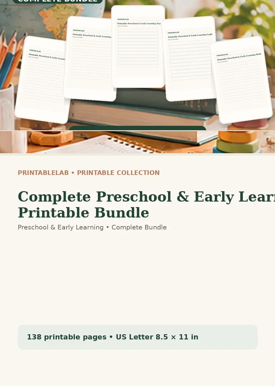Complete Preschool & Early Learning Printable Bundle cover