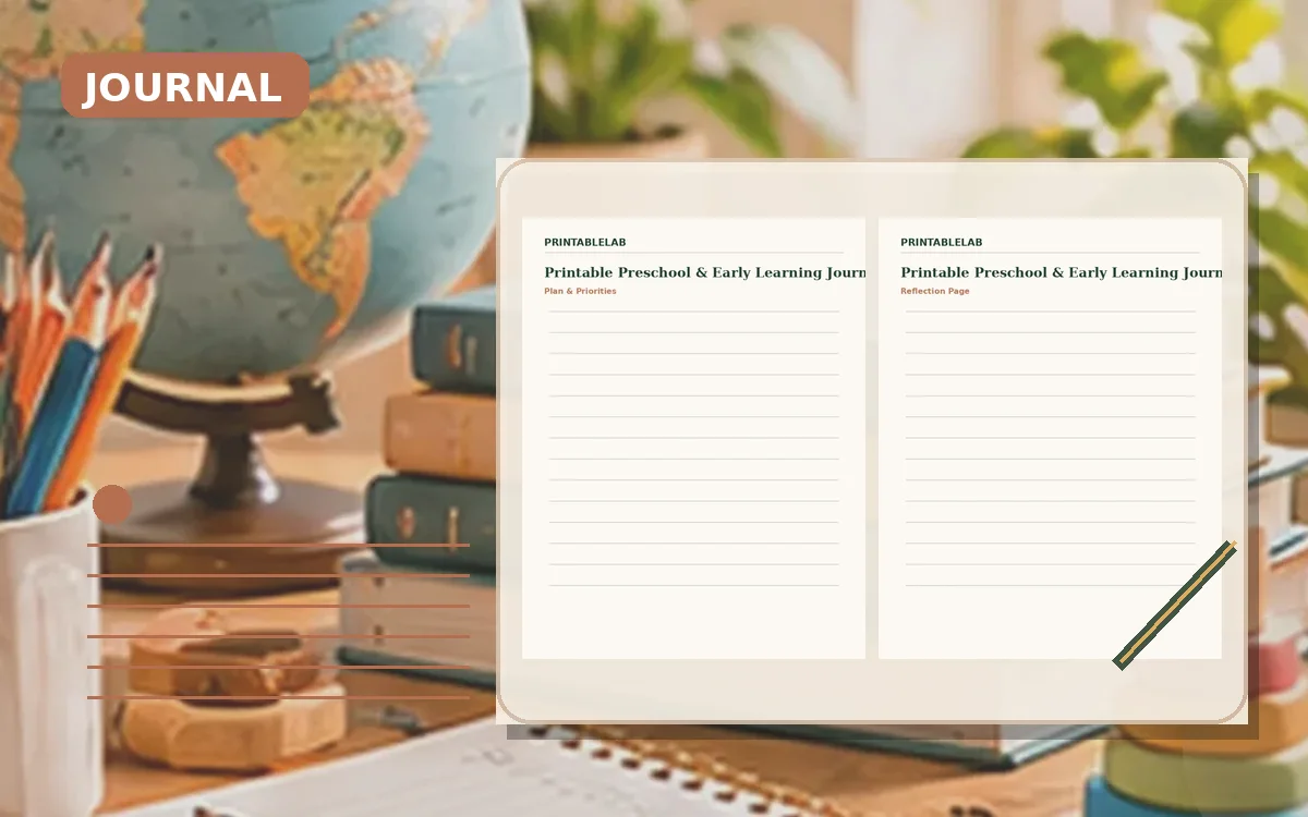 Printable Preschool & Early Learning Journal cover