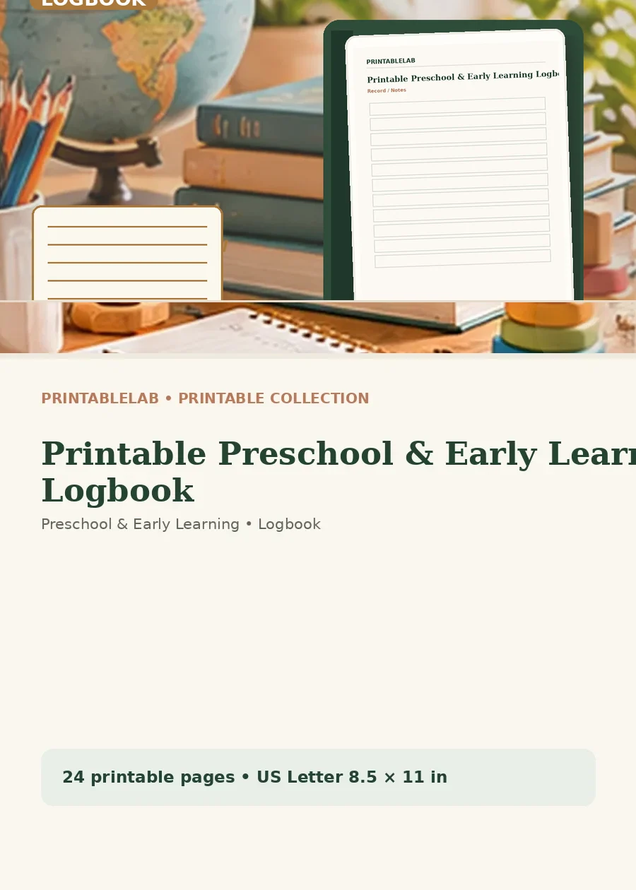 Printable Preschool & Early Learning Logbook cover