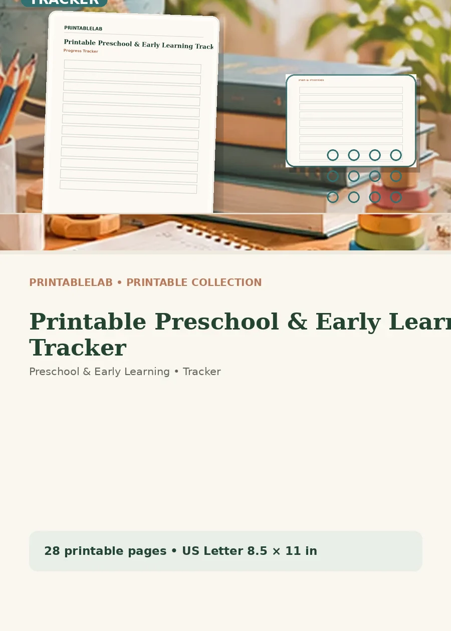 Printable Preschool & Early Learning Tracker cover