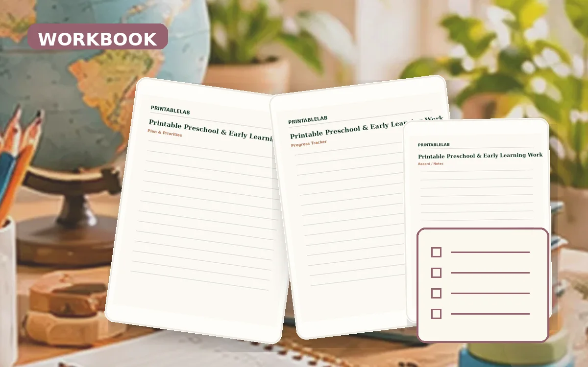 Printable Preschool & Early Learning Workbook cover