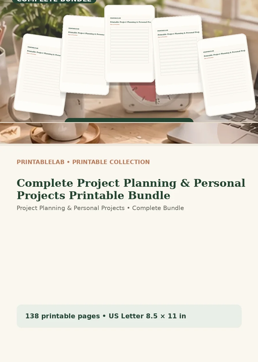 Complete Project Planning & Personal Projects Printable Bundle cover