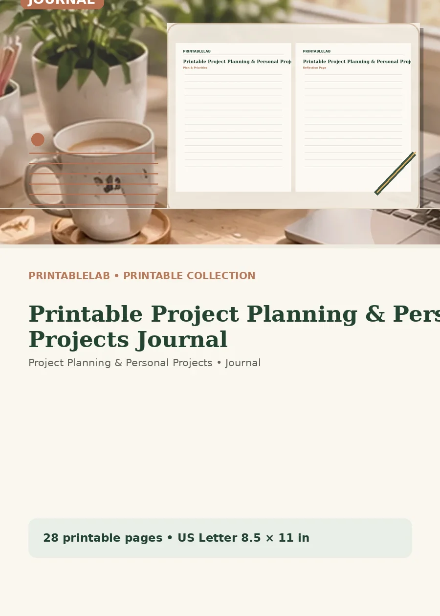 Printable Project Planning & Personal Projects Journal cover