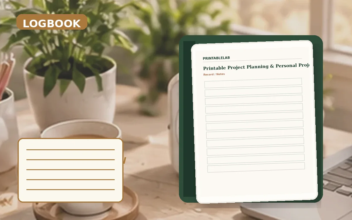 Printable Project Planning & Personal Projects Logbook cover