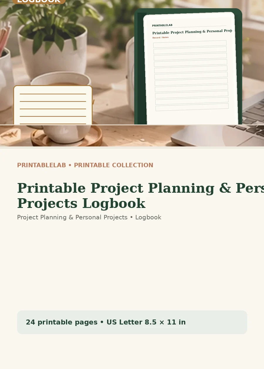Printable Project Planning & Personal Projects Logbook cover