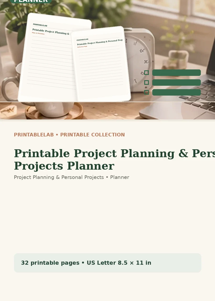 Printable Project Planning & Personal Projects Planner cover