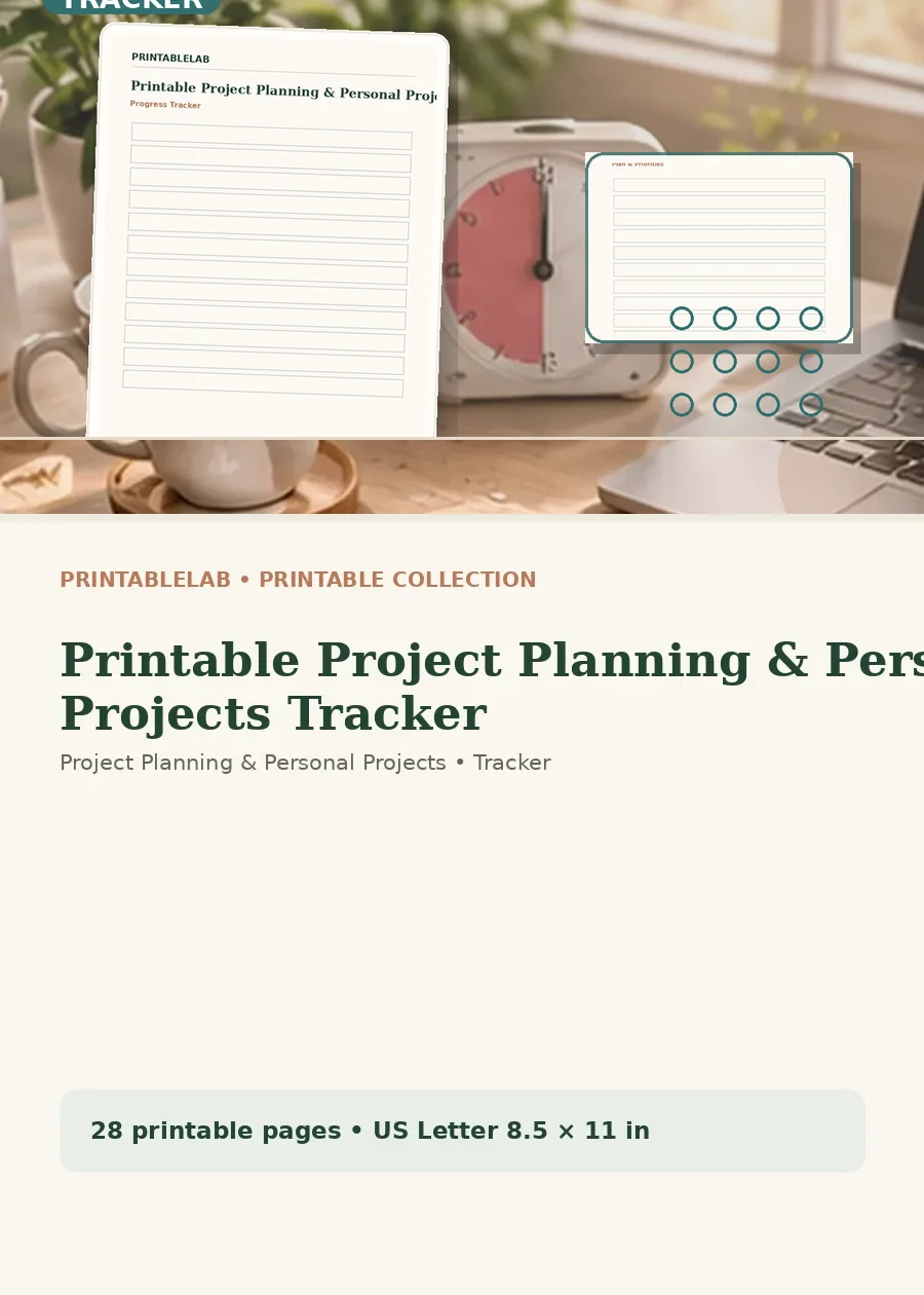 Printable Project Planning & Personal Projects Tracker cover