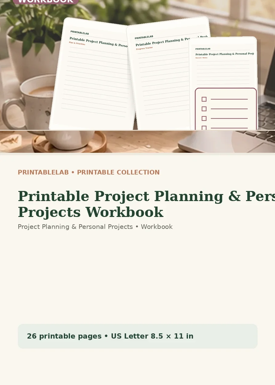 Printable Project Planning & Personal Projects Workbook cover