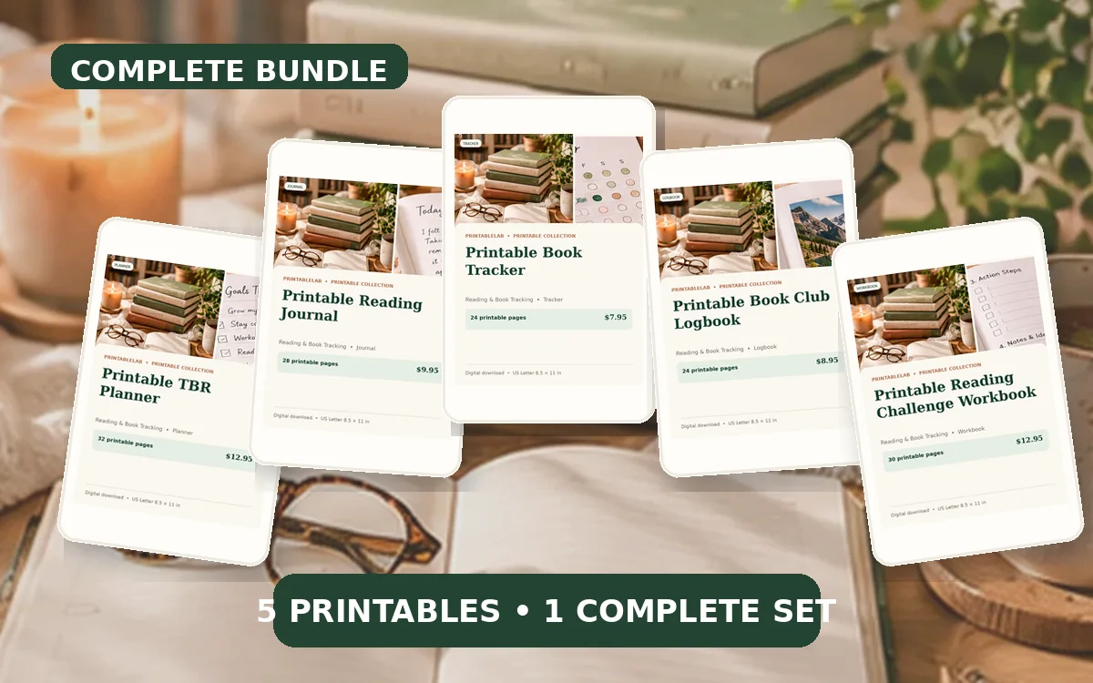 Complete Reading & Book Tracking Printable Bundle cover