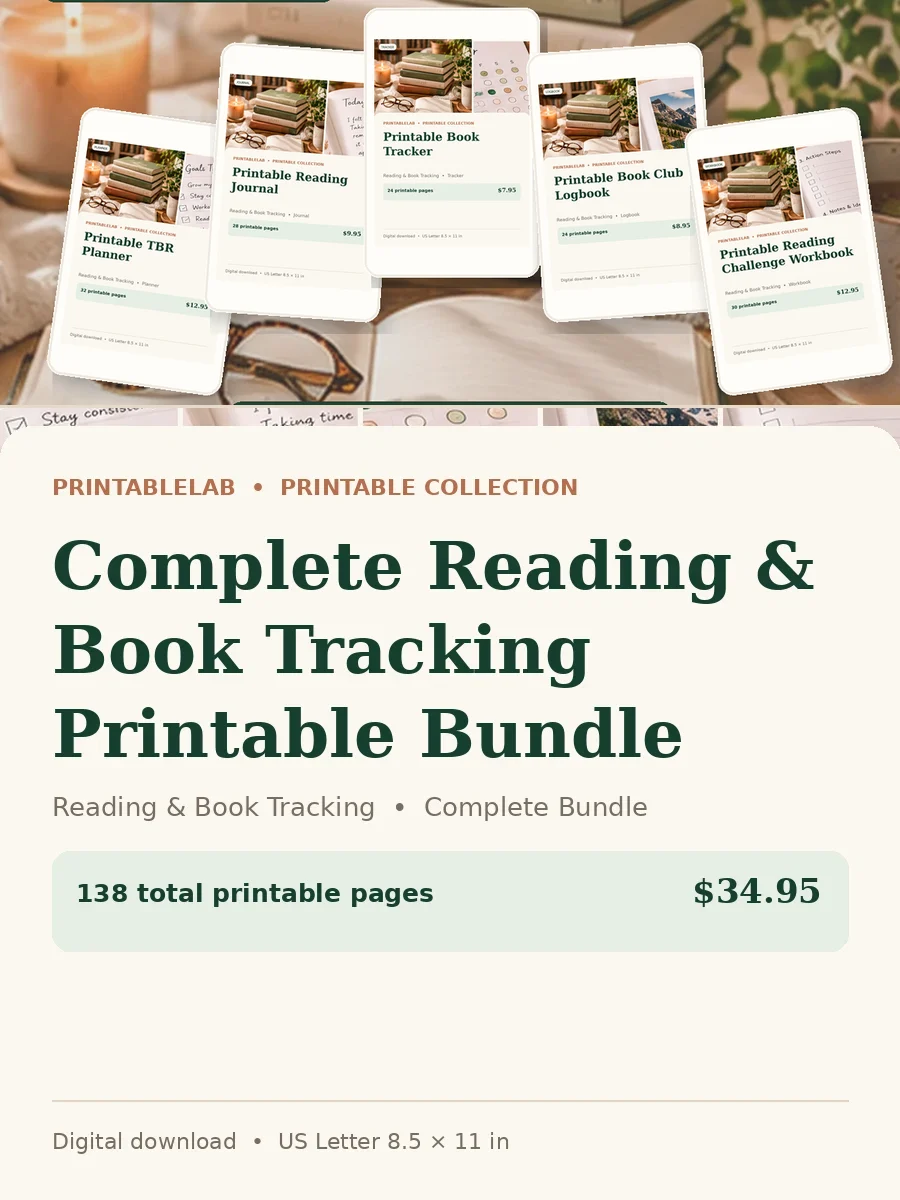 Complete Reading & Book Tracking Printable Bundle cover
