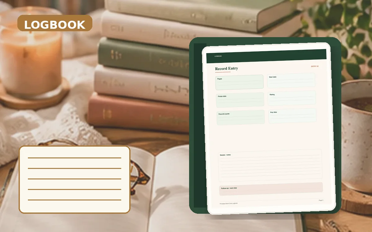 Printable Book Club Logbook cover