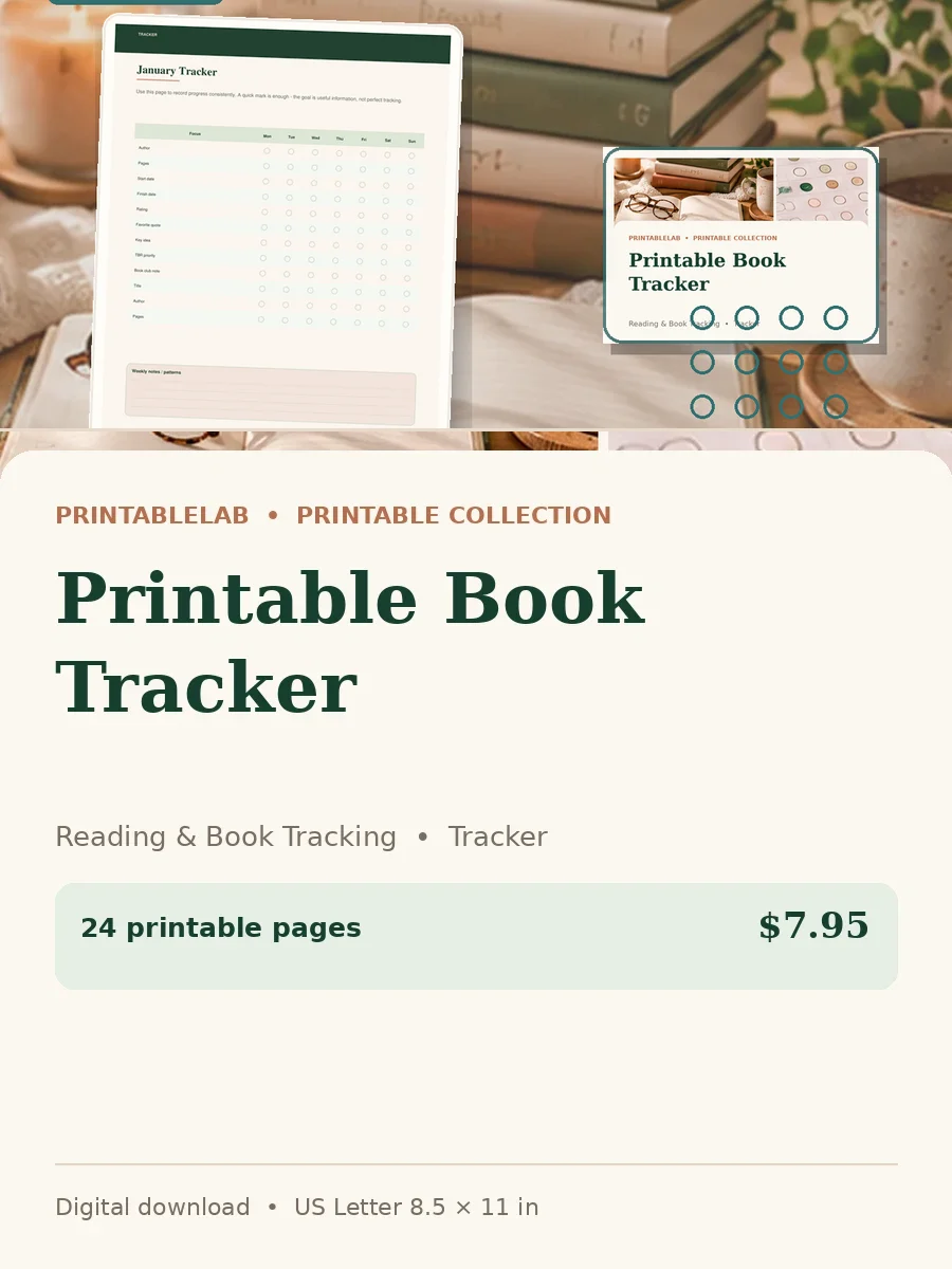 Printable Book Tracker cover