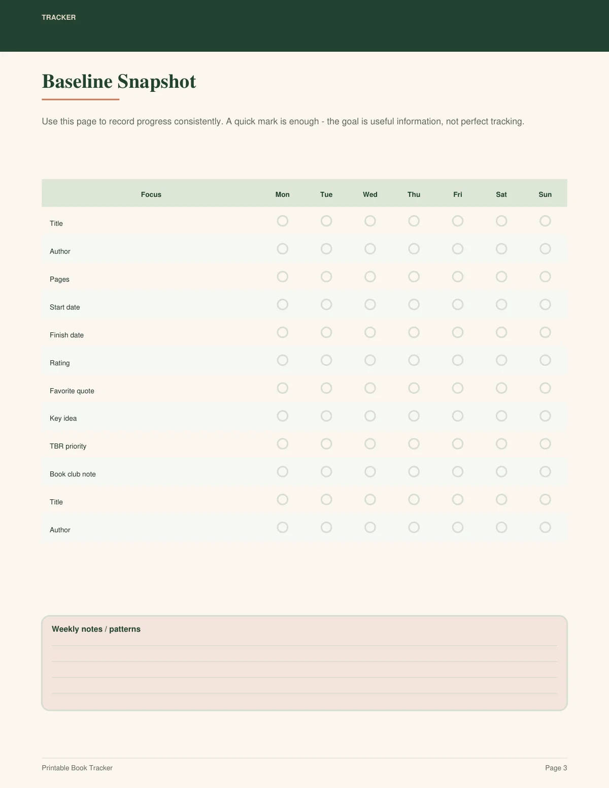 Printable Book Tracker preview 2
