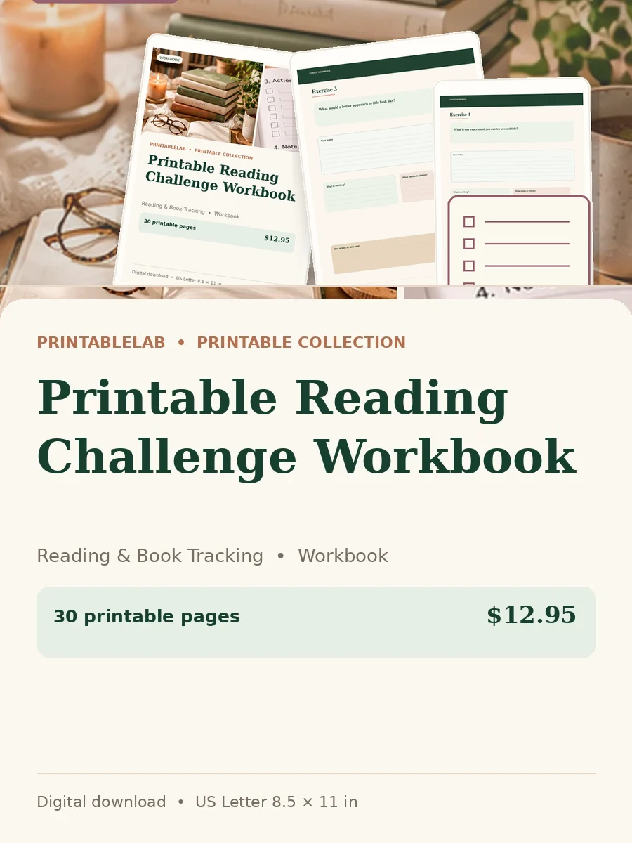 Printable Reading Challenge Workbook cover