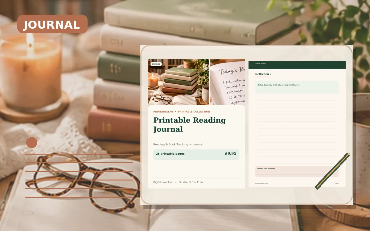 Printable Reading Journal cover
