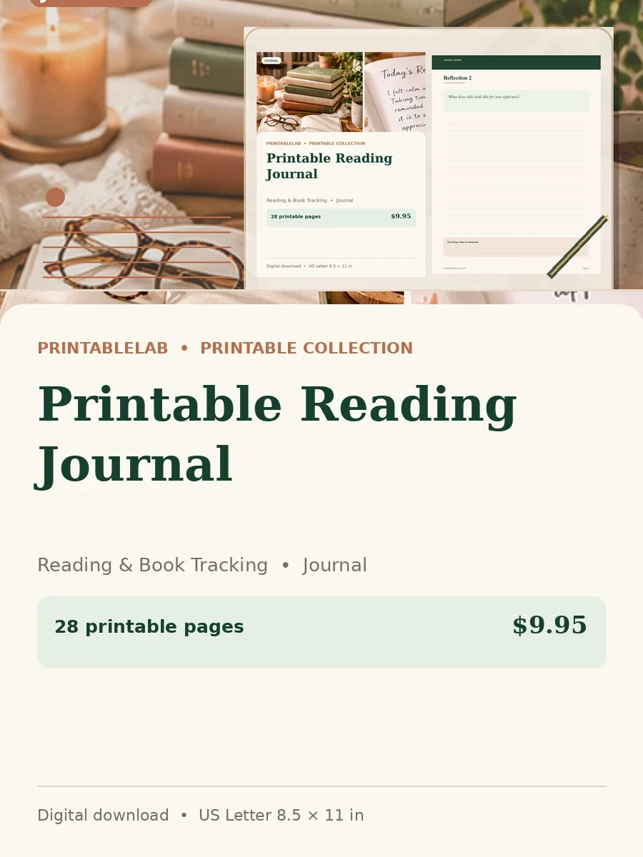 Printable Reading Journal cover