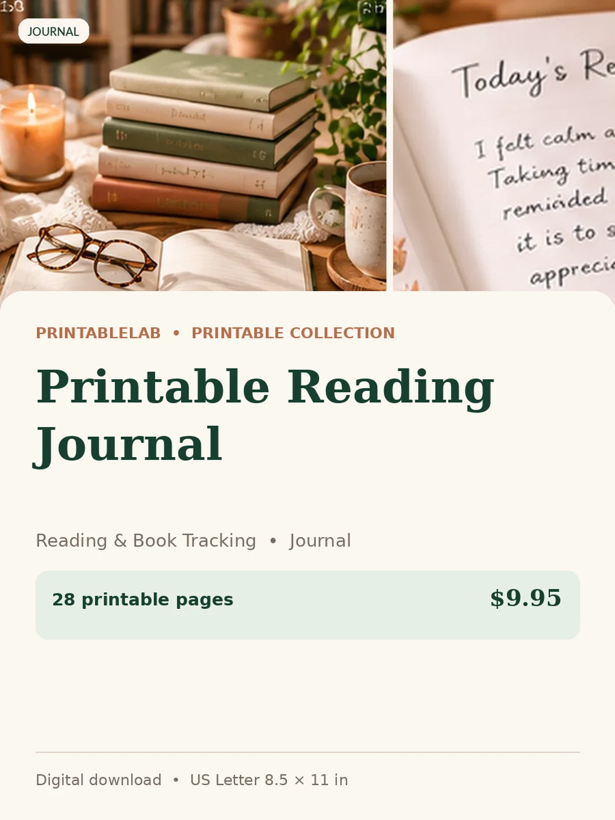 Printable Reading Journal preview 1