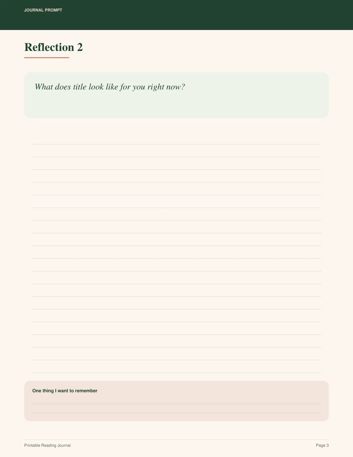 Printable Reading Journal preview 2