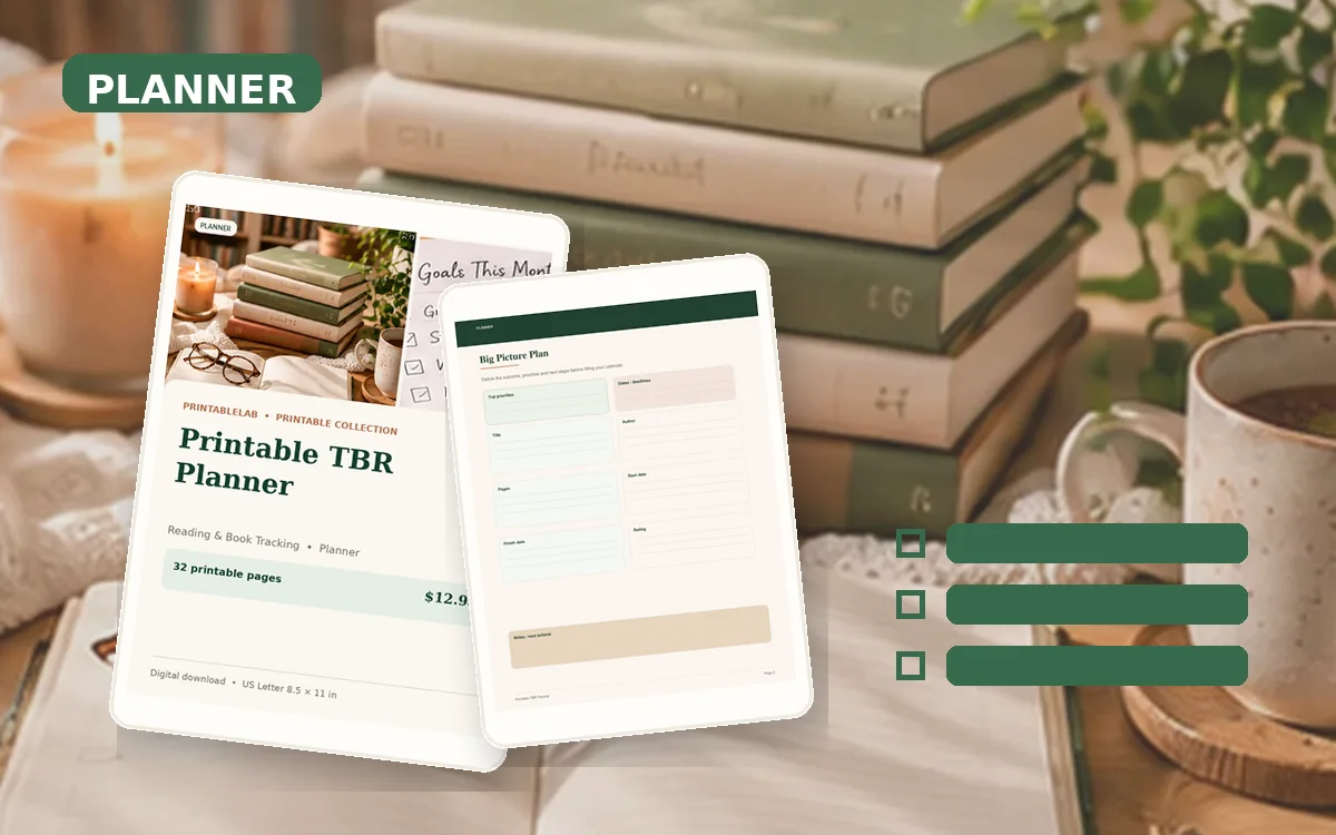 Printable TBR Planner cover