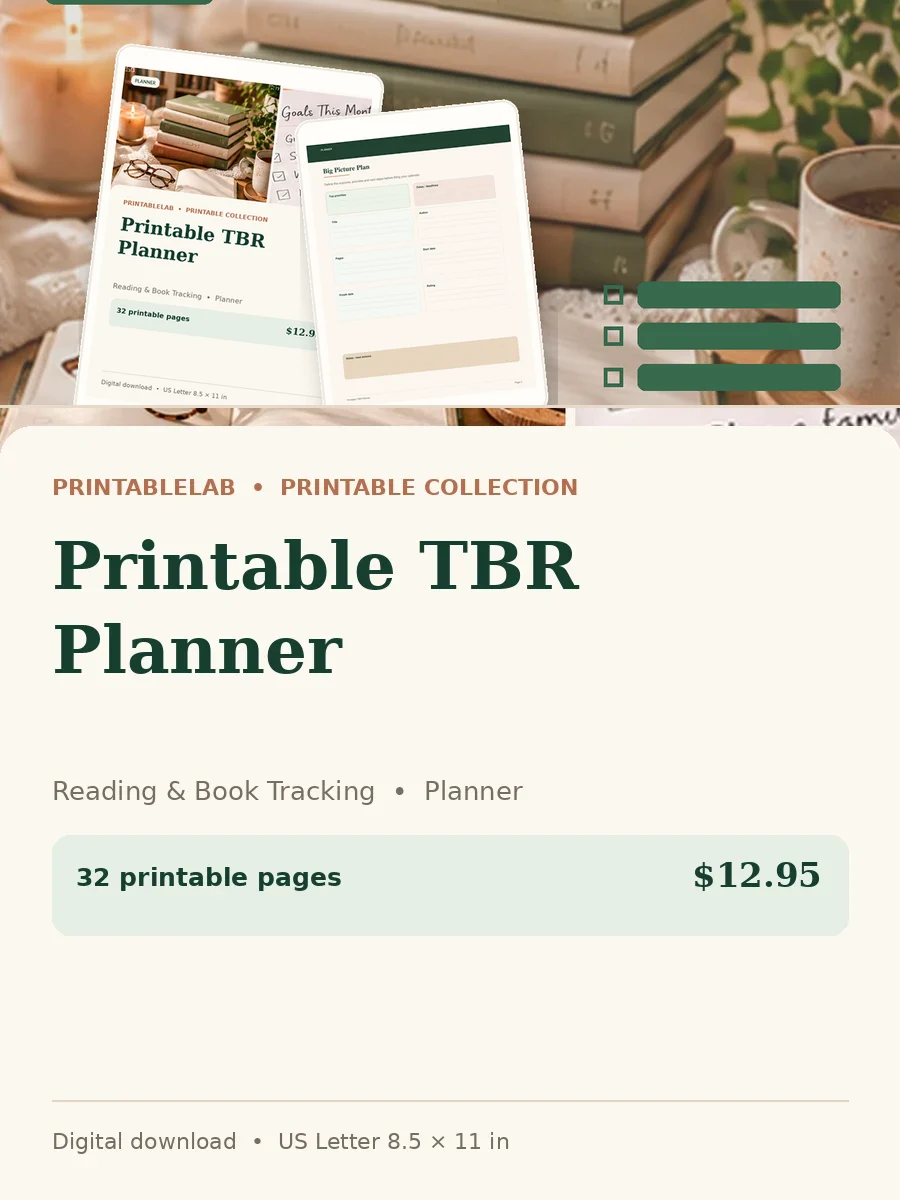 Printable TBR Planner cover