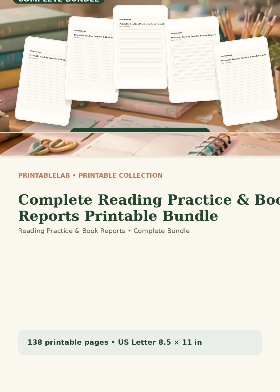 Complete Reading Practice & Book Reports Printable Bundle cover