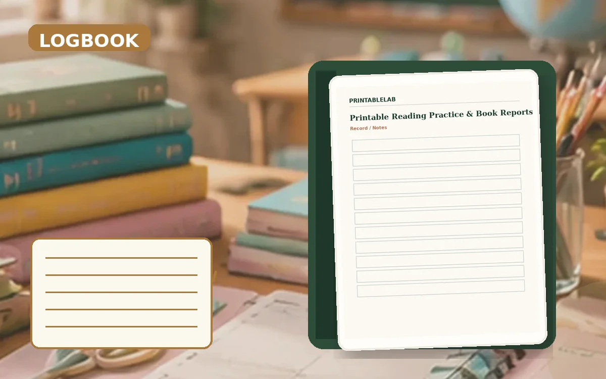 Printable Reading Practice & Book Reports Logbook cover