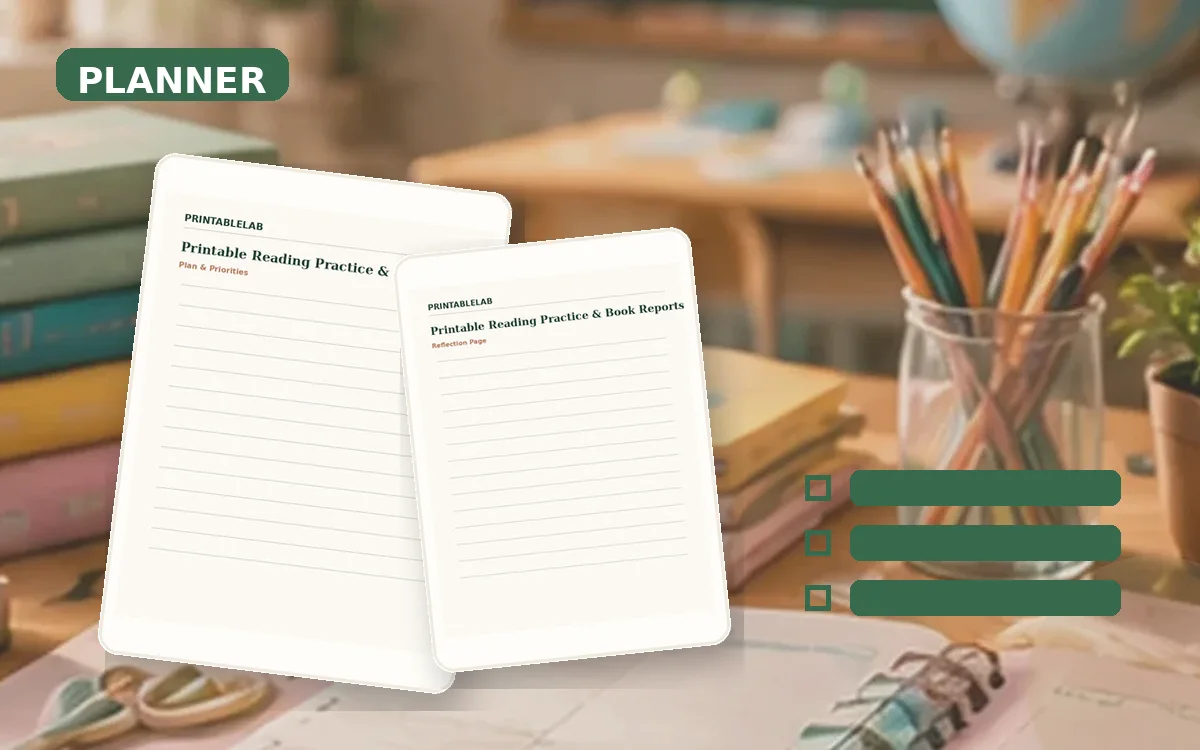 Printable Reading Practice & Book Reports Planner cover
