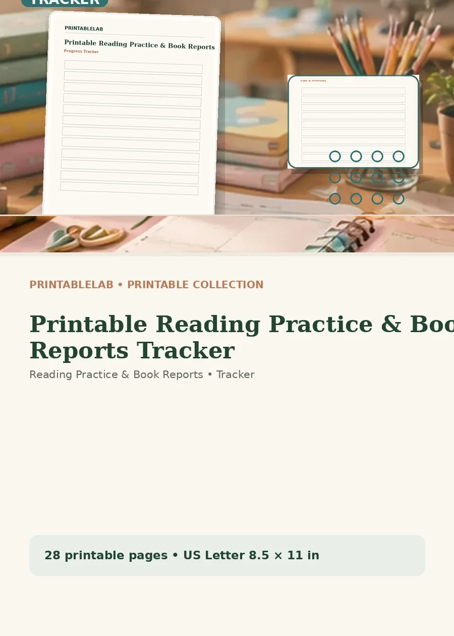 Printable Reading Practice & Book Reports Tracker cover