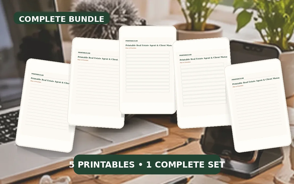 Complete Real Estate Agent & Client Management Printable Bundle cover