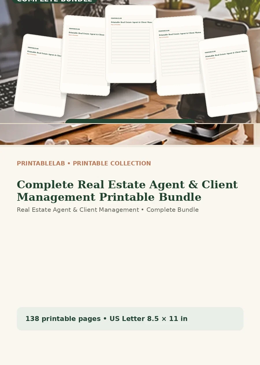 Complete Real Estate Agent & Client Management Printable Bundle cover