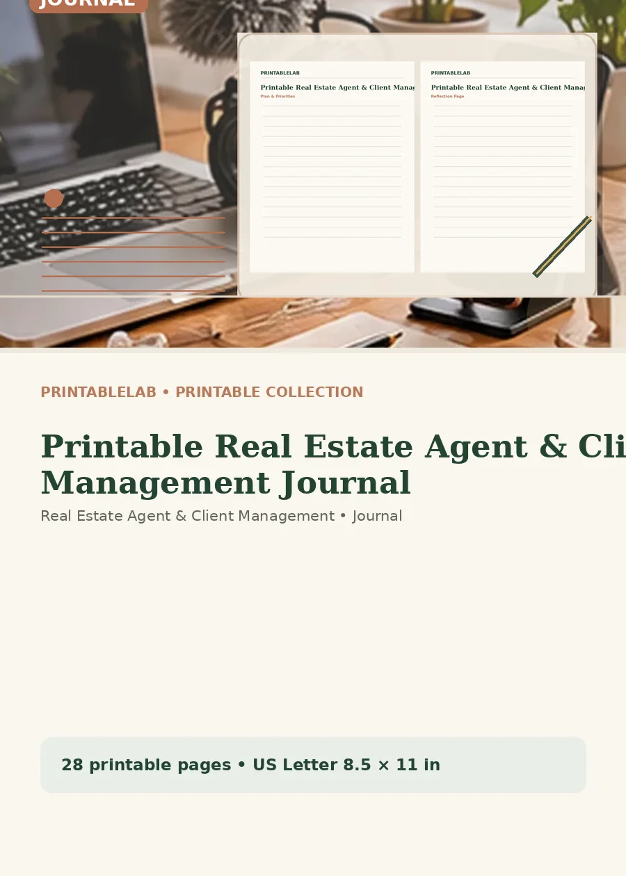Printable Real Estate Agent & Client Management Journal cover