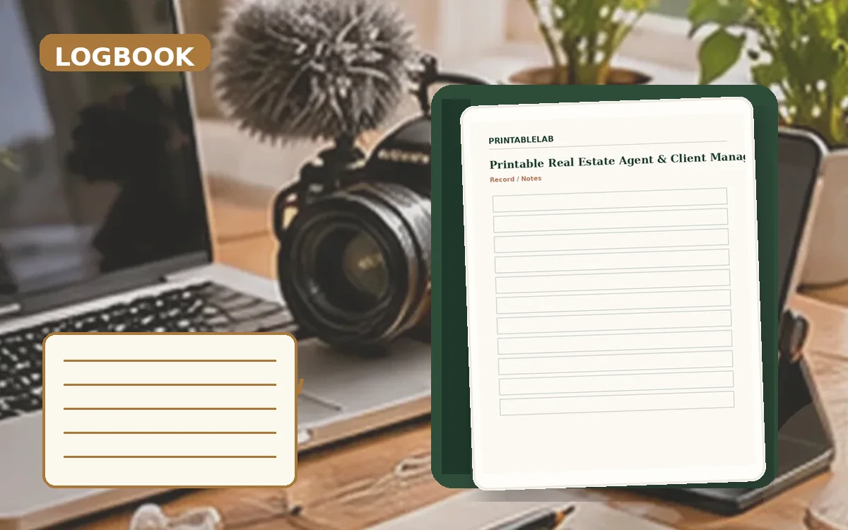 Printable Real Estate Agent & Client Management Logbook cover
