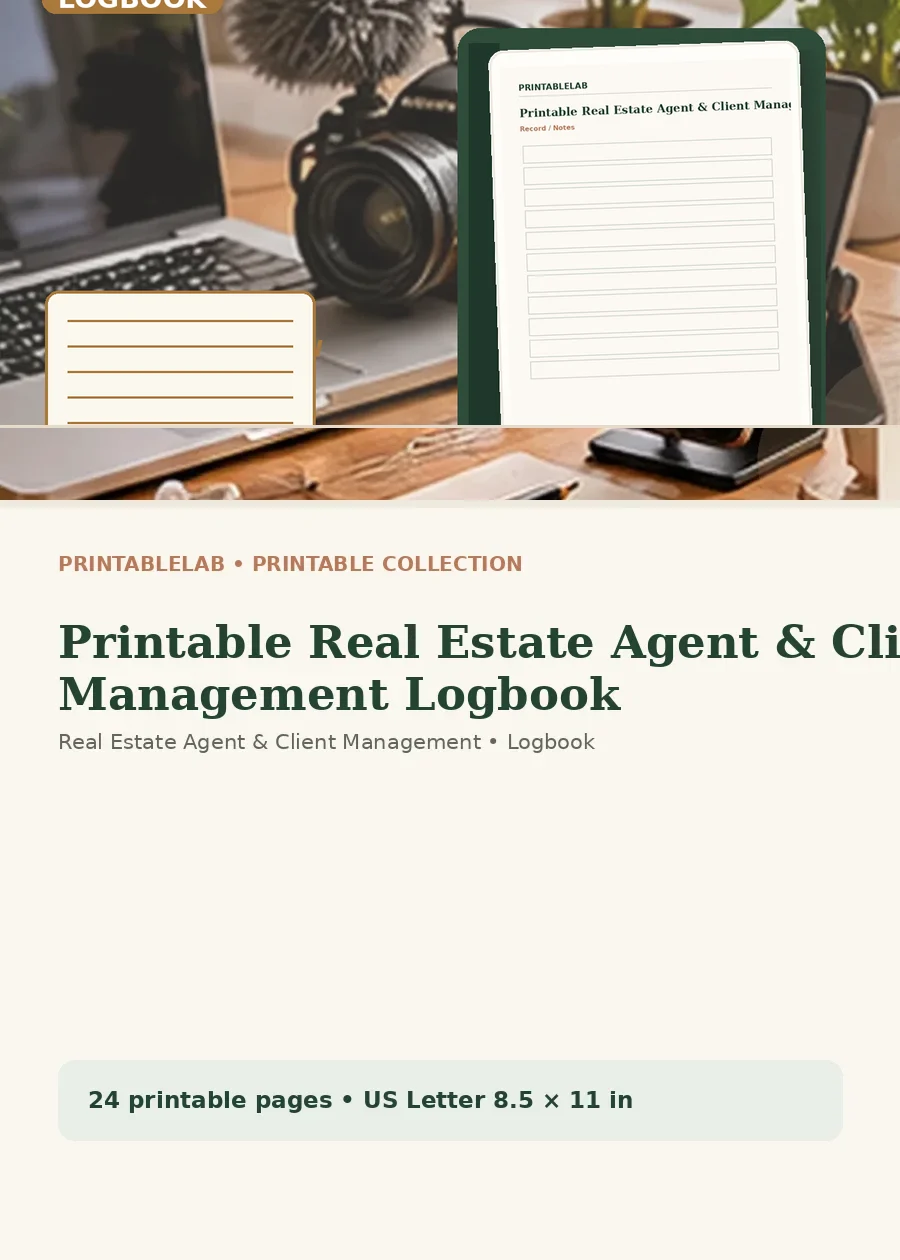 Printable Real Estate Agent & Client Management Logbook cover