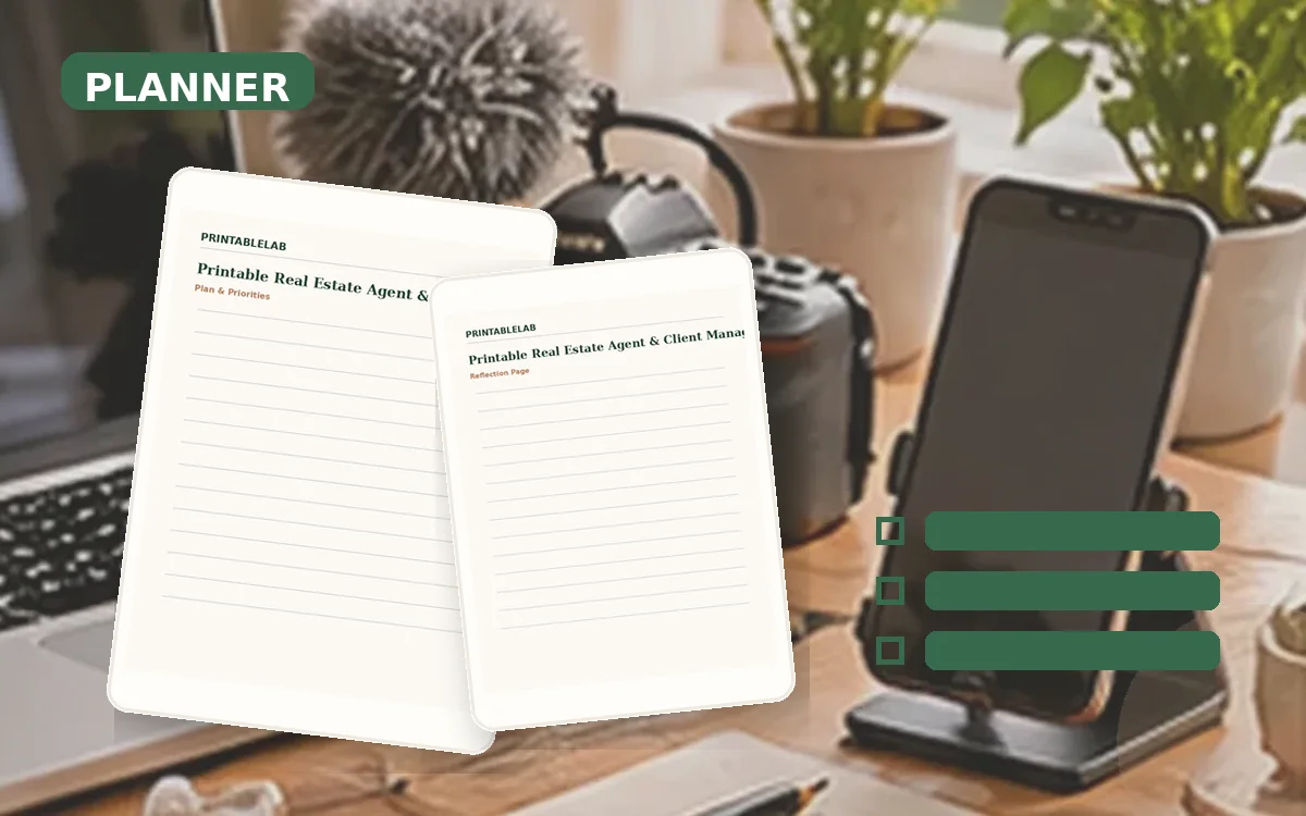 Printable Real Estate Agent & Client Management Planner cover