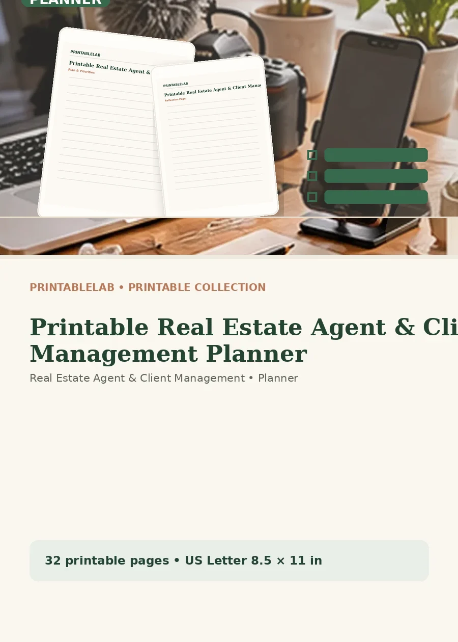 Printable Real Estate Agent & Client Management Planner cover