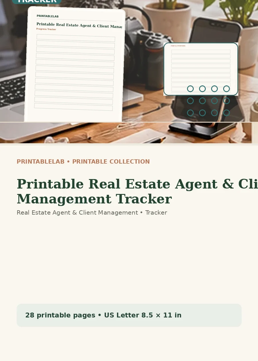 Printable Real Estate Agent & Client Management Tracker cover