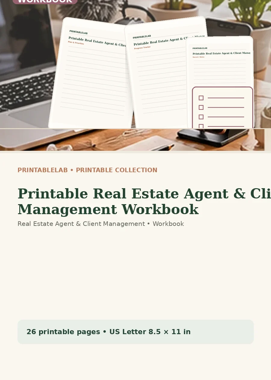 Printable Real Estate Agent & Client Management Workbook cover