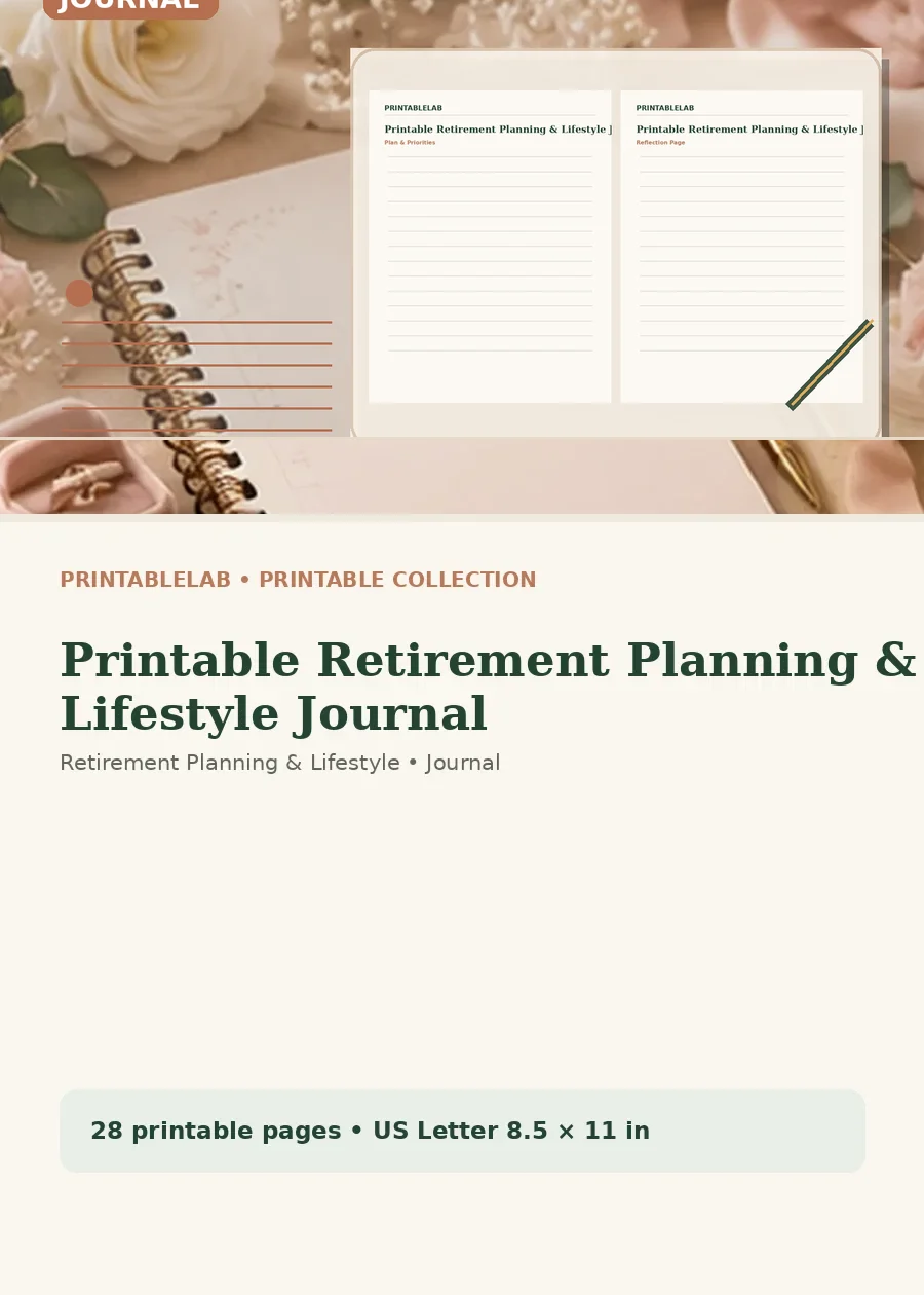 Printable Retirement Planning & Lifestyle Journal cover