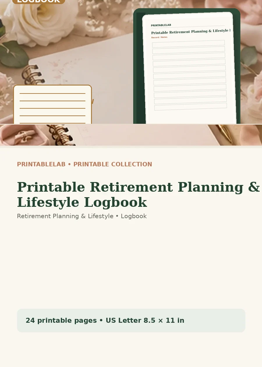 Printable Retirement Planning & Lifestyle Logbook cover